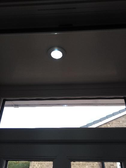 Additional porch LED downlight added with existing switch alteration made from 1 to 2 gang.