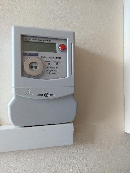 Meter to control usage of individual room socket outlets.