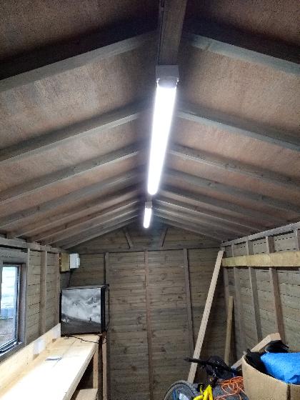 LED strip lighting installed to a new shed.